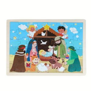 Wooden Jigsaw Puzzles 48 Pcs Ages 3-5, Savior Born Jigsaw Puzzles, Pre-School Learning Toy Gifts