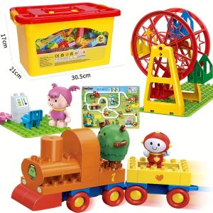 Educational Toys Classic Large Building Block Set Mackintosh Town Series Reusable Storage Bucket Large Ferris Wheel Truck Fun Doll, Age 3 +, Halloween Gift Christmas Gift New Year's Gift