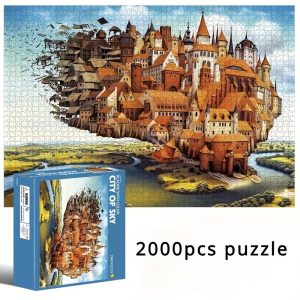 Adult 2000pcs Paper Puzzle Castle In The Sky Jigsaw City Of Sky Home Decoration Wall Display Thanksgiving Day Christmas New Year Birthday Friend Gifts