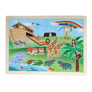 Wooden Jigsaw Puzzles Noah's Ark 48pcs Preschool Educational Learning Toys For 3 Yrs Up, Preschool Gift For Religious Puzzles