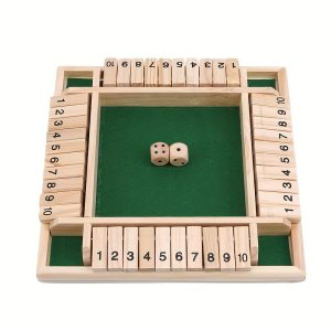 Shut the Box: Large Wooden Dice Game with Addition Learning for 4 Players